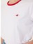 Bisiklet Yaka Nakışlı Beyaz - Kırmızı Kadın T-Shirt M5SL-TST1849 4