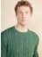 Bisiklet Yaka Standart Saç Örgü Desenli Koyu Yeşil Erkek Kazak BBSS25MKL021 4