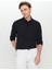 Slim Fit Düğmeli Yaka Siyah Erkek Gömlek ACE020252157_SYH 1