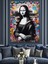 Graffiti Ile Mona Lisa Dekoratif Kanvas - Mdf Ahşap Tablo 1