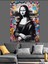 Graffiti Ile Mona Lisa Dekoratif Kanvas - Mdf Ahşap Tablo 2