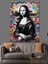 Graffiti Ile Mona Lisa Dekoratif Kanvas - Mdf Ahşap Tablo 3
