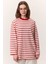 Çizgili Uzun Oversıze Tshırt Kırmızı 3