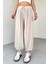 PNT-07413 Taş Rengi Modal Kumaş Paça Detaylı Şalvar Pantolon 5