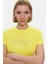 Isolde Açık Sarı Bisiklet Yaka Baskılı Standard Fit Kadın Tshirt 2