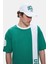Keıth Yeşil Bisiklet Yaka Baskılı Oversize Erkek Tshirt 5