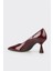 Bordo Deri Kadın Stiletto 3