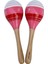 Maracas El Perküsyon Çıngırakları, Çocuklar Yetişkinler Için Ahşap Rumba Çalkalayıcı Müzik Aleti, 2'li Set, Kırmızı (Yurt Dışından) 1