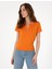 Kadın Turuncu Slim Fit Basic Tişört 50306039-VR051 3