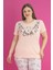 X-Dreamy Büyük Beden Pamuklu Çiçekli Kısa Kollu Pijama Takımı 3