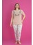 X-Dreamy Büyük Beden Pamuklu Çiçekli Kısa Kollu Pijama Takımı 1