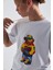 Teddy Bear Snow Beach Baskılı %100 Pamuk Erkek Oversize Çocuk Tişört 3