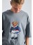Teddy Bear Kaykay Tasarım Baskılı %100 Pamuk Erkek Oversize Çocuk Tişört 2