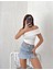 Asimetrik Yakalı Likralı Crop Bluz 5