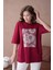 Bisiklet Yaka Ön Yüzü Tül Detaylı Oversize Kalıp Basic T-Shirt 1