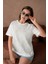 Bisiklet Yaka Önyüzü Tül Dantel Giydirmeli Basic T-Shirt 3