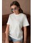 Bisiklet Yaka Önyüzü Tül Dantel Giydirmeli Basic T-Shirt 4