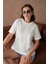 Bisiklet Yaka Önyüzü Tül Dantel Giydirmeli Basic T-Shirt 5