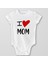 Organik Pamuk I Love Mom Bebek Body Çıtçıtlı Zıbın Badi Kısa Kol 1