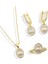 Baget Kesim Oval Montürlü Zirkon Taşlı Gold Kaplamagümüş Set 4