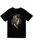 Aslan Baskılı Unisex %100 Pamuk Siyah T-Shirt 1