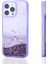 Apple iPhone 15 Pro Max Uyumlu Kılıf Sıvılı Simli Şeffaf Arka Yüzey Tqr Keto Silikon Kapak-Mor 1
