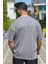 Erkek Gri Oversize Süprem %100 Pamuk Kumaş Bisiklet Yaka T-Shirt 4