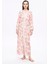 Pembe Çiçek Desenli Uzun Kimono 5043 1