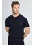 Ajur Örgü Detaylı Bisiklet Yaka Lacivert T-Shirt 1