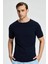 Bisiklet Yaka Lacivert Giza Pamuk Triko T-Shirt 1