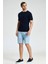 Bisiklet Yaka Lacivert Giza Pamuk Triko T-Shirt 2