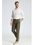 Saf Keten Haki Pileli Pantolon 4