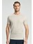 Baskılı Merserize Pamuk Açık Bej Bisiklet Yaka T-Shirt 1