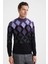 Extrafine Merino Desenli Lupetto Yaka Siyah Triko 4