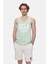 Pebble Duman Yeşili Sıfır Kol Baskılı Oversize Erkek Tshirt 1