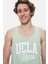 Pebble Duman Yeşili Sıfır Kol Baskılı Oversize Erkek Tshirt 2