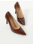 Kadın Deri Stiletto Bordo Kroko 3