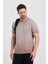 Erkek Kahverengi Bisiklet Yaka Yıkamalı Basic T-Shirt - 165 2