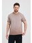 Erkek Kahverengi Bisiklet Yaka Yıkamalı Basic T-Shirt - 165 3