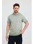 Erkek Yeşil Bisiklet Yaka Yıkamalı Basic T-Shirt - 165 1