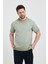 Erkek Yeşil Bisiklet Yaka Yıkamalı Basic T-Shirt - 165 2