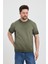 Erkek Haki Bisiklet Yaka Yıkamalı Basic T-Shirt - 165 2