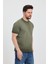 Erkek Haki Bisiklet Yaka Yıkamalı Basic T-Shirt - 165 3
