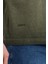 Erkek Haki Bisiklet Yaka Yıkamalı Basic T-Shirt - 165 4