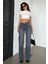 Gri Yüksek Bel Kadın Wide Leg Pantolon MG2388 1