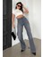 Gri Yüksek Bel Kadın Wide Leg Pantolon MG2388 4