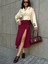 Kadın Bordo Derin Yırtmaçlı Beli Büzgülü Penye Etek 29114 3
