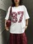 Kadın Bordo Dantel Nakışlı Oversize T-Shirt 29055 1