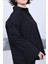 Kalın Manşetli Cepli Oversize Siyah Poplin Gömlek 2