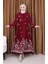 Viskon Desenli Elbise 4080-03 Bordo 1